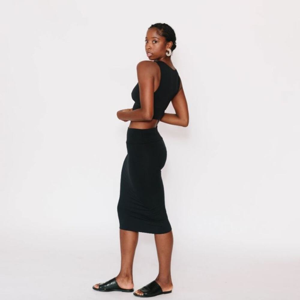 Epoque Evolution The One Pencil Skirt Women's Size M Black Lightweight Knit Midi